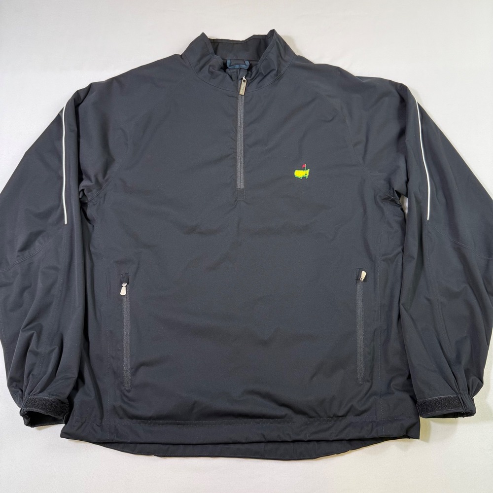 Masters Tech Pullover Windbreaker Mens Medium Black 1/4 Zip Golf Jacket Augusta